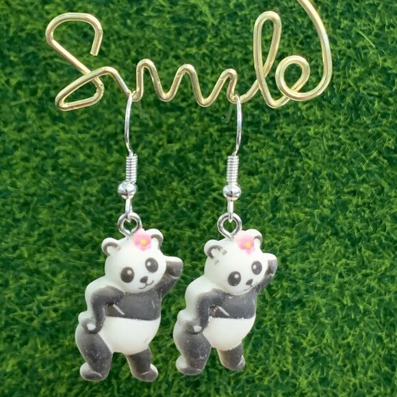 Panda Earring, Panda Bear Jewelry, Gift, Panda Jewelry, Silly Animal Earring - Picture 8 of 9